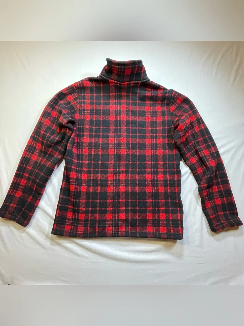 The North Face Gordon Lyons Pullover Men's M Red Plaid 1/4 Zip Fleece Sweater